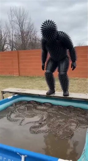 This is either brave or stupid!😱Man in Spiked Suit vs Snake Pit🐍🐍🐍 - Must Watch!
