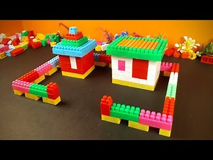 ASMR Relaxing Block House & Compound Wall Build 🏡 Lego-Style Creative DIY Two Houses & Boundary Wall
