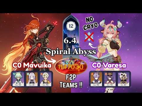 F2P Teams Destory Spiral Abyss Without Cryo | 6.4 Spiral Abyss | Genshin Impact
