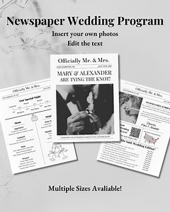 Folded Printable Editable Wedding Newspaper Template Canva With Photo, Newlywed Times, Wedding Program, Infographic Ceremony Newspaper - Etsy
