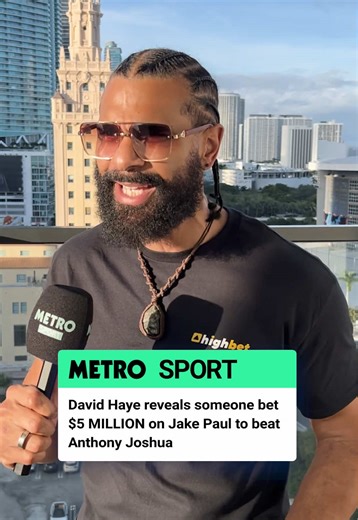 David Haye is backing Jake Paul 👀 Former unified cruiserweight champion, and heavyweight champion, David Haye, reveals someone bet $5 MILLION on Jake Paul to beat Anthony Joshua ahead of their heavyweight boxing fight. @NetflixUK #jakejoshua #anthonyjoshua #jakepaul #boxing #davidhaye
