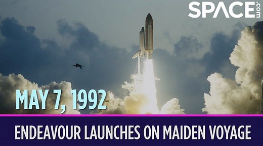 On May 7, 1992, the space shuttle Endeavour launched on its first flight. Discover more space history 👉 https://space-com.visitlink.me/BUGgvz Endeavour was the fifth and last space shuttle that was ever built, and STS-49 was the first of 25 missions to fly on it. The purpose of this mission was to retrieve a satellite called Intelsat 603, which had failed to reach the right orbit after problems with its launch two years earlier. Three of the six astronauts had to go on a spacewalk together to f