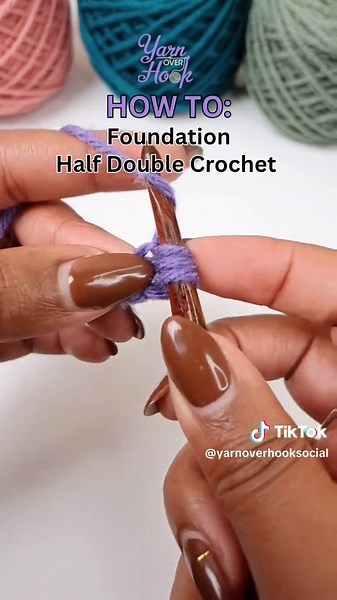 The foundation half double crochet (fhdc) is an awesome technique that combines your foundation chain and half double crochet stitches into one step! #crochet #crochetstitch #crochetbeginner #crocheting #crochettutorial #crochettok #crochettiktok #crochetpattern #crochetersoftiktok