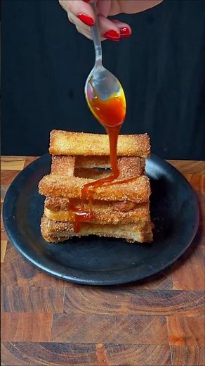 Easy Bread Churros in 5 Minutes 😍🤯✨️ #food #recipe #cooking #asmr #easyrecipe #yt #bread #dessert