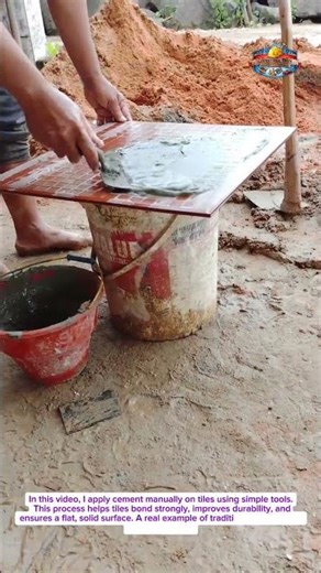 Simple Tile Cementing Process | Satisfying Manual Construction Work