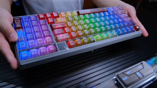 狼途T98有线机械键盘客制化全键热插拔Gasket结构三模无线蓝牙4G电竞游戏办公码字键盘98键配列 【有线】墨影冰蓝光 银轴