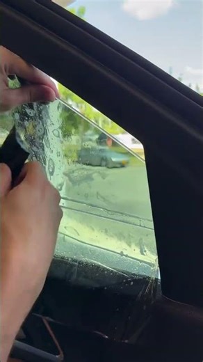 the process of installing transparent car window stickers #shorts
