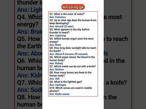 Top 10 Science GK Questions with Answers | Amazing Facts