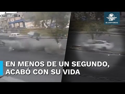 IMPACTANTE: Captan momento exacto de choque de automovilista, auto quedó destrozado