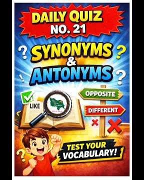 Synonyms & Antonyms Quiz 🔥 | Daily English Quiz No. 21| #viralshort #synonyms #antonyms #gk #english