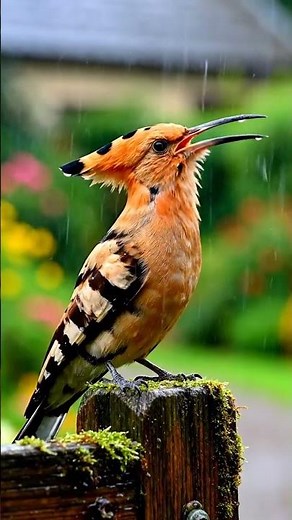 Crowned Jewel Singing in the Rain 👑🌧️🎶 #Hoopoe #BirdSong #WildlifeShorts