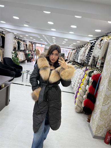 Hooded Puffer Jacket With Crystal Fox Fur Trim, Handmade Parka - Etsy