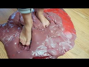 Foot slime video - feet into slime. Mixing all my slime into a giant slime smoothie