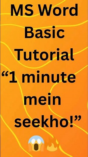 MS Word Basic Tutorial. MS Word Sekho asani si.
