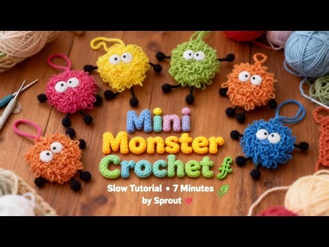 Mini Monster Crochet Tutorial (Slow) 👾 | 7-Min Step-by-Step