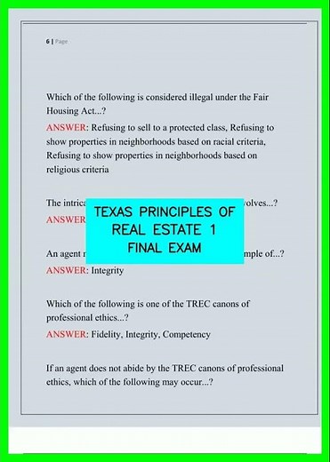 TEXAS PRINCIPLES OF REAL ESTATE 1 FINAL EXAM video