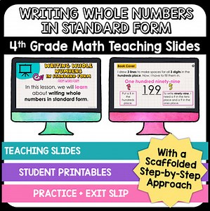 Writing Whole Numbers in Standard Form from Word: 4th Grade Math Teaching Slides