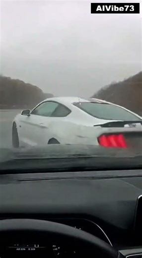 Insane Mustang Mach 1 Hydroplane Save on Wet Highway | Driver Snaps Back From Near 100 MPH Spin