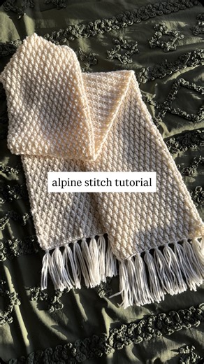 Crocheted by K on Instagram: "tutorial for how to crochet the alpine stitch! posting some details tomorrow on how i used this to make a scarf 🤍 #crochet #crocheting #crocheter #crochettutorial #tutorial #alpinestitch"
