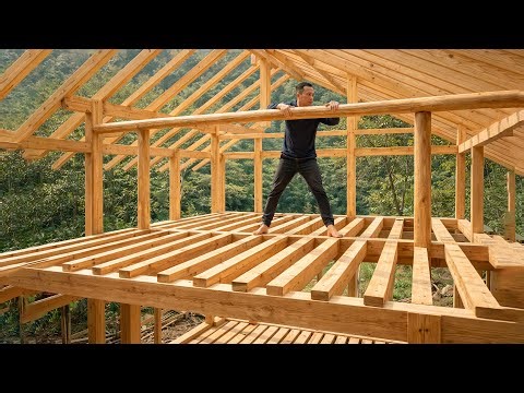 Man Builds a Huge Wooden Kitchen Alone by Hand in the Jungle | Start to Finish