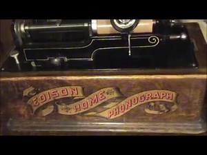 1901 Edison Red Banner Model A Home Phonograph Playing Michael Casey Address On Love Brown Wax
