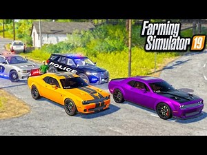 STREET RACING DODGE HELLCAT’S! POLICE CHASE | (ROLEPLAY) FARMING SIMULATOR 2019