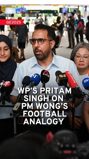 Workers’ Party’s Pritam Singh rebutted Prime Minister Lawrence Wong’s comments made during his May Day Rally speech on Thursday morning (May 1), when he likened the loss of key ministers to a football team not being able to function without a few of its players. "Every player is an integral element of the team. He doesn't just plug and play. Sometimes the formation has to change ... so you bring the sub on," said Mr Singh at a walkabout in Punggol Central. #GE2025 #sgnews #singapore | CNA