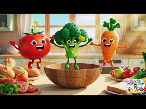 🥕 Singing Vegetables Song | Healthy Food Song for Kids | Garden Veggie Dance | Happy Hop TV 🎶