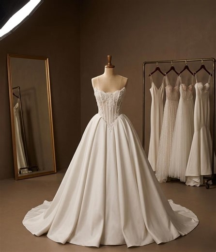 Strapless Bride Dress - Bodice Satin Bridal Gown - Etsy