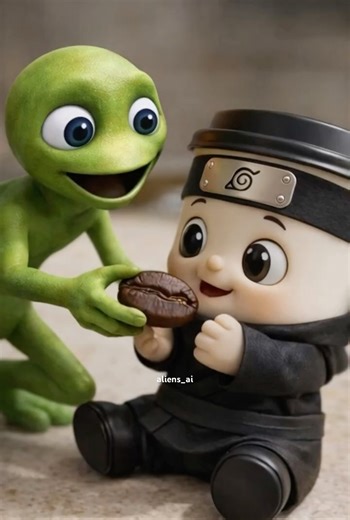 Alien Feeds Coffee Bean to Cappuccino Assassino ☕😳 (CRUNCH ASMR) #alien #ai #asmr #cappuccino