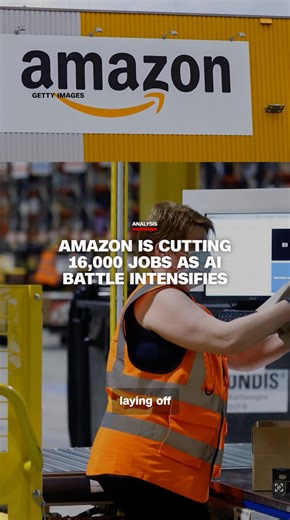 Amazon announced Wednesday that it is laying off 16,000 employees, the company's second round of large-scale job reductions in three months as AI battle intensifies. Read more: https://cnn.it/3ZDSUFz | CNN