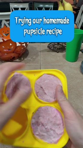 The girls tried out our homemade pupsicle treat in their new Halloween Pupsicles! They definitely loved the flavor, but it didn’t last as long as the pupsicle pops from @meetwoof. These lasted about 20 minutes, whereas the refills last about 40 minutes. We will keep experimenting with recipes to see what works best. Check out our code below to save! . . . . . . Use code FERNIETAILS10 to save! #spookyseason #dogchews #pupscicle #enrichmentfordogs #dogsoftiktok