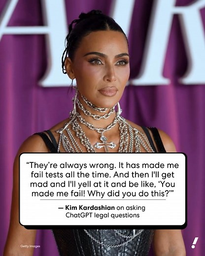 2.5M views · 439 reactions | Kim Kardashian is opening up about her surprising relationship with AI. During Vanity Fair’s lie detector test, she admitted that she has used the chatbot for legal advice, joking that ChatGPT has been her “frenemy.” | Yahoo Entertainment | Facebook