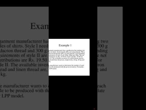 Numerical example of LPP formulation