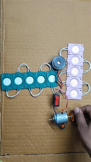 powering 10 led light 1 buzzer with powerful dc motor #shortvideo #diy #tech