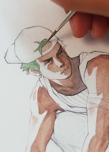 416K views · 17K reactions | painting roronoa zoro from one piece, in casual clothes! ✌ #brbchasingdreams  'sunflowers will ruin my day' by saidno. | kelogsloops | Facebook