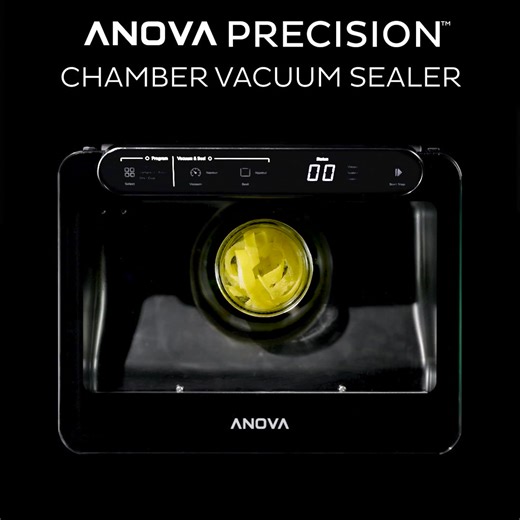 Anova Precision™ Chamber Vacuum Sealer is a fully operational chamber sealer that’s been sized down substantially and made more intuitive to operate than those typically found in professional kitchens. | Anova