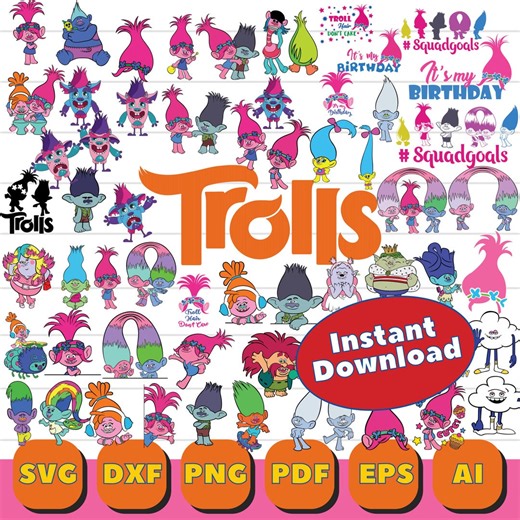 Trolls Svg Png Clipart Bundle, Poppy Branch PNG DXF Files (digital Download) - Etsy