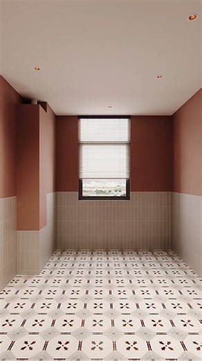 64K views · 608 reactions | Earthy tones, patterned floors, and warm lighting, a bathroom that feels both chic and timeless ✨ | Interior Design | Facebook