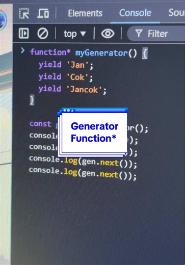 🚀 Mau tahu cara bikin fungsi yang bisa pause dan resume di JavaScript? Kenalan sama function*, fitur keren yang bikin coding lebih fleksibel dan efisien! 💻✨ 🌟 Apa yang bisa dilakukan function*? ✅ Hentikan fungsi sementara dengan yield. ✅ Lanjutkan kapan saja dengan next(). ✅ Cocok buat iterasi besar, pagination, atau simulasi alur kerja! 🎯 Tonton video ini dan coba terapkan di project kamu! Tag teman yang butuh tips coding ini! 🔗 #JavaScript #CodingTips #WebDevelopment #LearnToCode #CodeSni