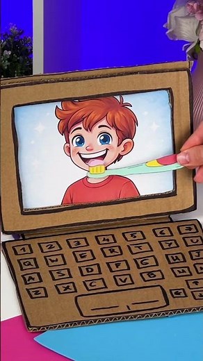 🧼 Learn HYGIENE with a CARDBOARD Laptop 💻 #fun #shorts