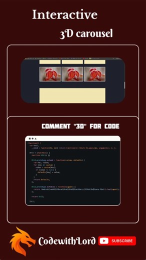 Create an Interactive 3D Carousel Using HTML, CSS & JavaScript 🤯 #Shorts