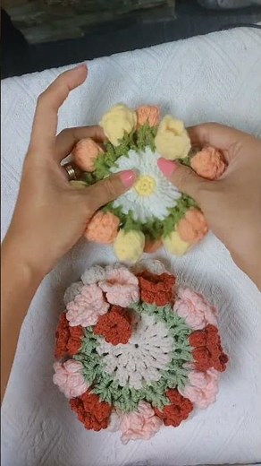 Crochet Flower Coaster Tutorial 🌸 Easy Beginner DIY #Shorts