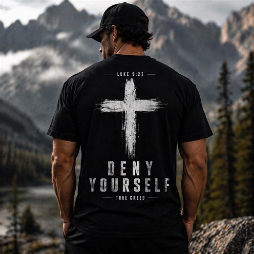 Deny Yourself Shirt Luke 9:23 Faith Tee Christian Discipline Streetwear Comfortable Soft Fabric - Etsy