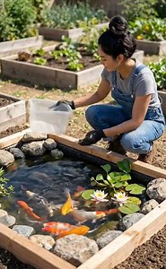 DIY Backyard Koi Pond 🐟 | Beautiful Garden Water Feature #Shorts