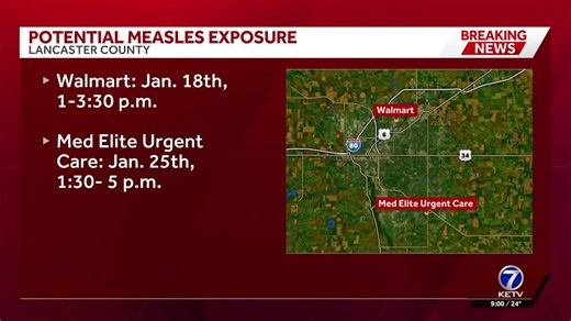 Nebraska health officials say confirmed case of measles found in Lancaster County