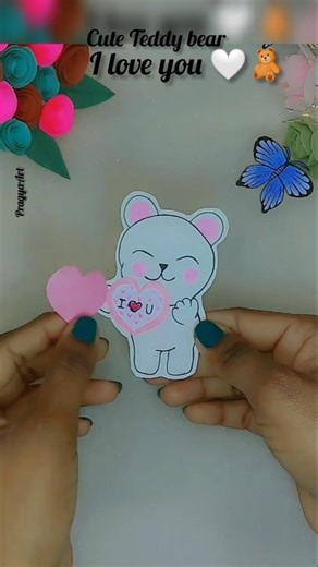 Cute Teddy bear 🧸I love you❤ gift ideas💡 #pragyaart #diy #cardcreations #craft #giftideas #teddybear