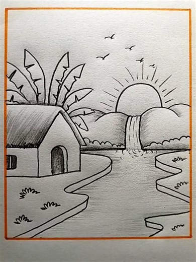 House scenery drawing#drawing #Foryou #artistsoftiktok #arteducation #trending