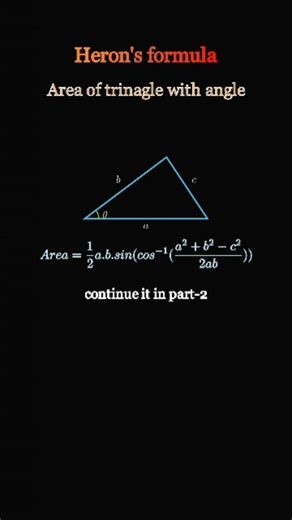 Mathematics on Instagram: "✨ If you want full manim code of my any video DM me, one time payment and life time use. Fully explain and customized code ✨ ➡️ Heron's formula proof 🤯 By maths_expansion 🍎 #apple #herons #formula1 #formula #proof #calculus #trigonometry #triangle #instagramreels #igres #instadaily #insatagram #PythagorasTheorem #mathematics #animation #visualization #tesla #maths"