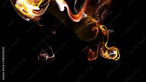 Beautiful effect of glow particles in liquid stream, like effect ink dissolve in water. Abstract animation background of luminous blue particles. Luma matte as alpha channel.